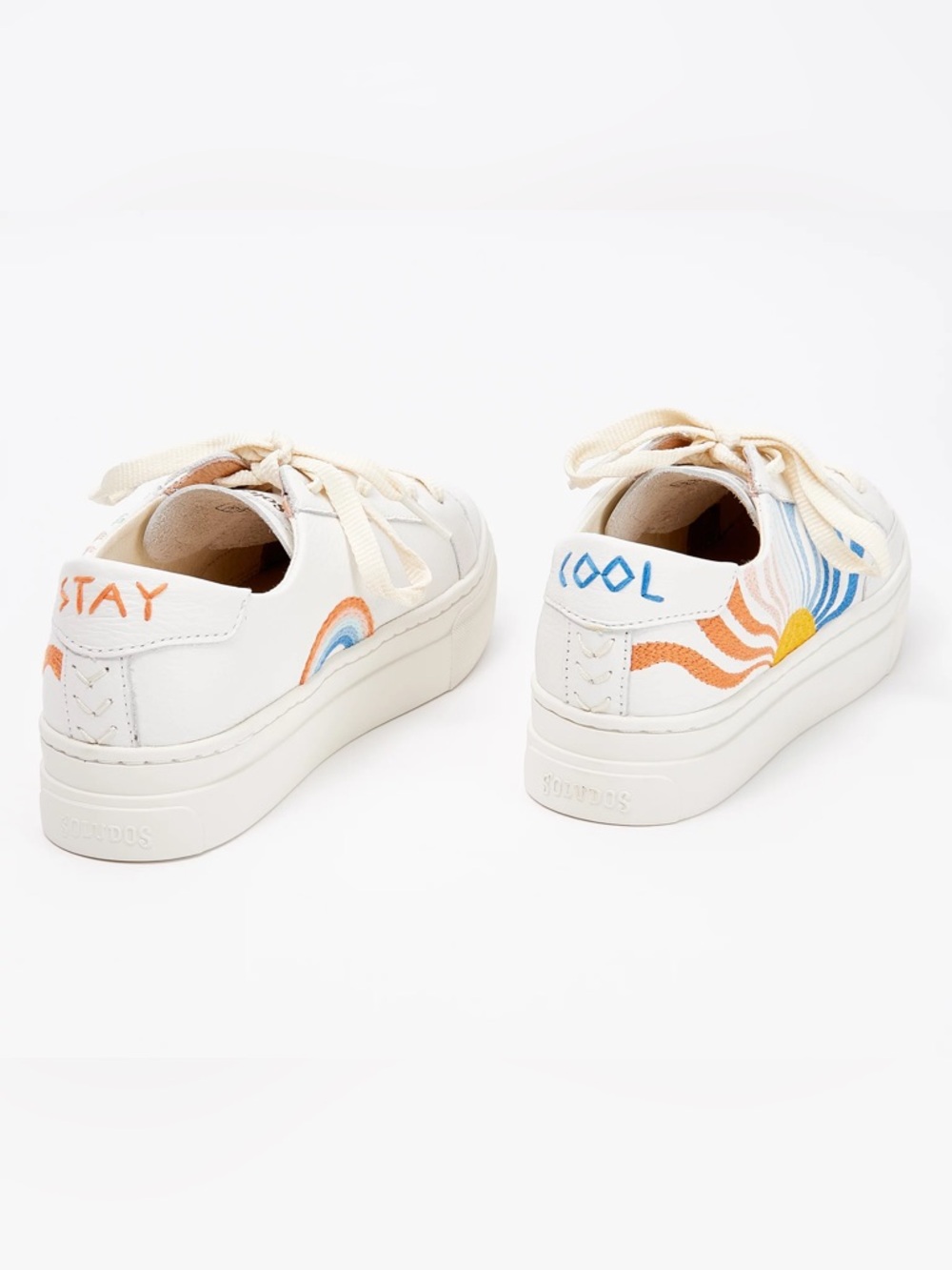 Soludos stay cool embroidered sunset and rainbow sneakers coastal casual